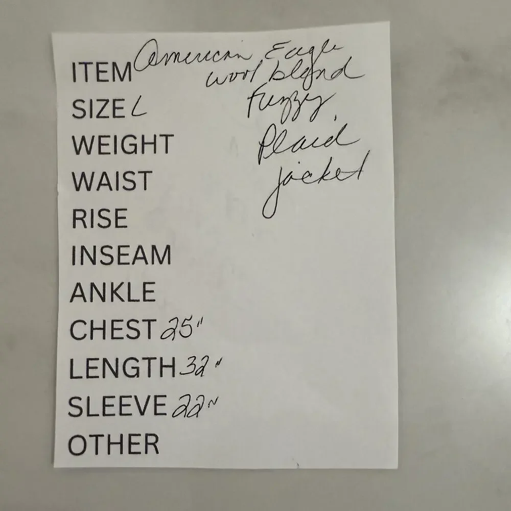 American Eagle Fuzzy Shacket Women’s L Ivory Plaid Heavy Wool Blend Oversized - Picture 12 of 12